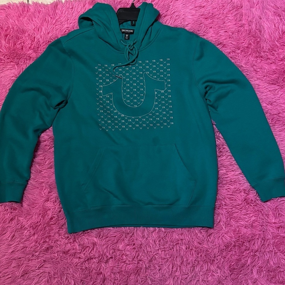 True Religion Logo Long Sleeve Hoodie Men Size Small